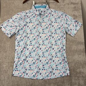 Swannies Golf Shirt Polo Sleeve Logo Clyde Floral Print XL White